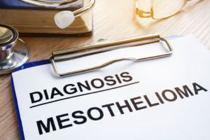 mesothelioma diagnosis on a clipboard