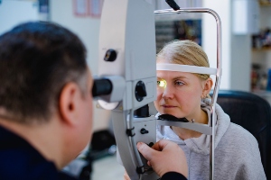 Doctor examining a patient eye.