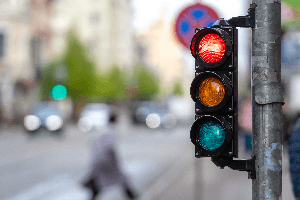 red light signal at an intersection